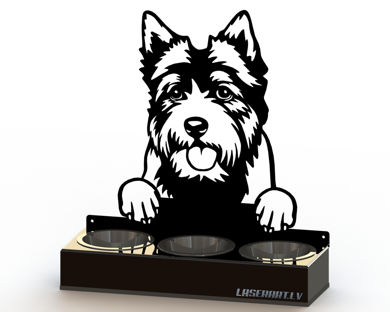 3-Bowl Dog Feeder, Norwich Terriers Dog breed, Raised Feeding Station