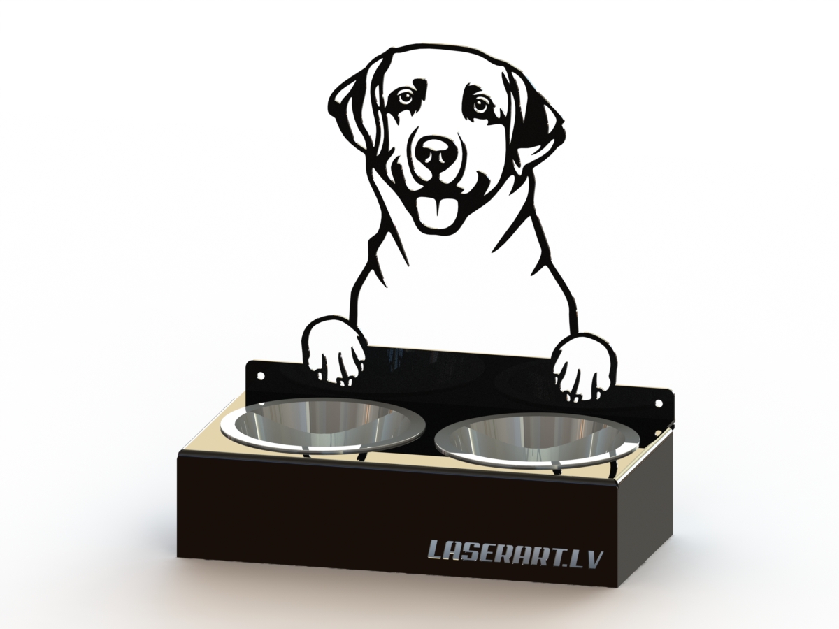 2-Bowl Dog Feeder, Labrador Retriever Dog breed, Raised Feeding Station